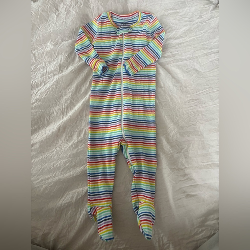 Primary 6-9 month Mini Rainbow Stripe Sleeper